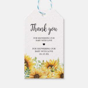 Étiquettes-cadeau Tags favoris du Baby shower de tournesol