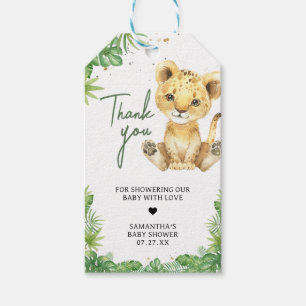 Étiquettes-cadeau Tags préférés du Baby shower de lion rugissant