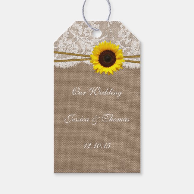 Étiquettes-cadeau Tags Rustic Sunflower Collection (Devant)