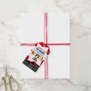 Étiquettes-cadeau Tags Superhero Favor, Rouge