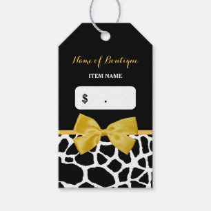 Étiquettes-cadeau Tags Tendance Jaune Bow Giraffe Imprimer Boutique