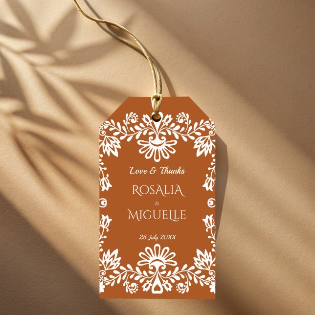 Étiquettes-cadeau Talavera terracotta Mexique mariage personnalisé (Talavera terracotta Mexican wedding custom favor Gift Tags personalized talavera wedding favor tags)
