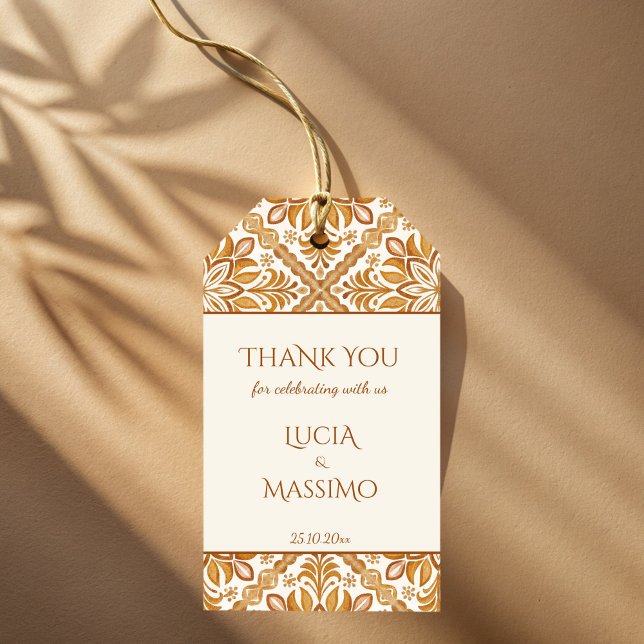 Étiquettes-cadeau Talavera terracotta vintage mariage mexicain (Talavera terracotta vintage Mexican wedding thank you favor Gift Tags customized favor tags)