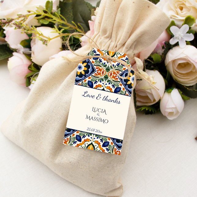 Étiquettes-cadeau Talavera vintage mariage mexicain merci pour (Talavera vintage Mexican wedding thank you favor Gift Tags)