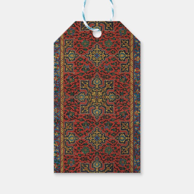 Étiquettes-cadeau Tapis persan rouge bleu classique (Devant)