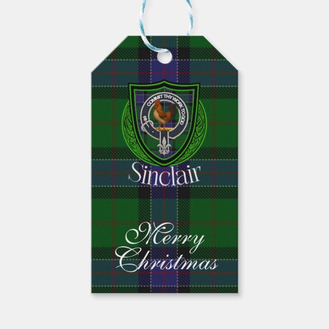 Étiquettes-cadeau Tartan et Armoiries du Clan Écossais Sinclair (Devant)
