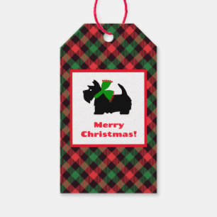 Étiquettes-cadeau Tartan Scotty Dog Joyeux Noël