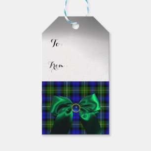 ÉTIQUETTES-CADEAU TARTAN VERT BLEU ÉCOSSAIS AVEC BOÎTES DE NOËL