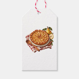 Étiquettes-cadeau Tarte aux poires avec tissu à carreaux rouges