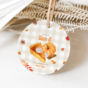 Étiquettes Cadeau Tarte citrouille Thanksgiving Round