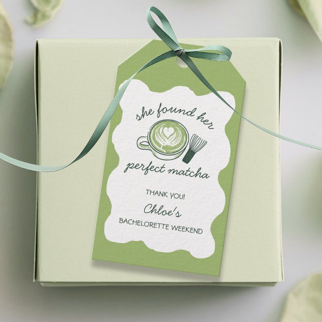 Étiquettes-cadeau Tasse de thé vert Matcha parfaite et fouet Enterre (Perfect Matcha Green Tea Cup & Whisk Bachelorette Gift Tags)