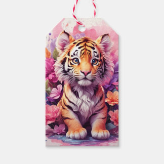 Étiquettes-cadeau Tasse Tigre Floral - Tasse à café Tigre Rose - Esp