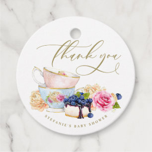 Étiquettes Cadeau Tasses de thé botaniques à l'aquarelle Baby Shower