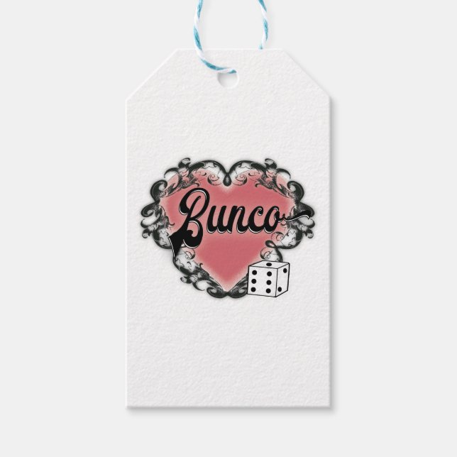 Étiquettes-cadeau tatouage de coeur de bunco (Devant)