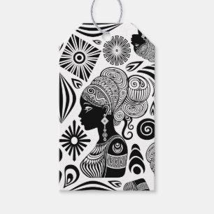 Étiquettes-cadeau Tatouage Tribal Portrait de Fille Africaine