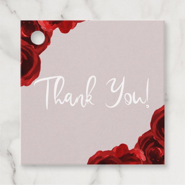 Étiquettes Cadeau Taupe Bleu Rouge Aquarelle Rose Mariage moderne (Devant)