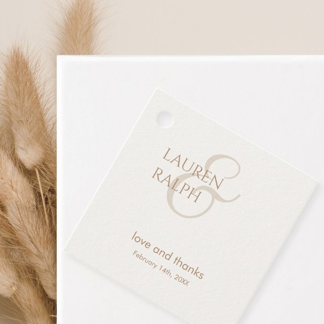 Étiquettes Cadeau Taupe et ivoire Couple Merci de monogramme (Créateur téléchargé)