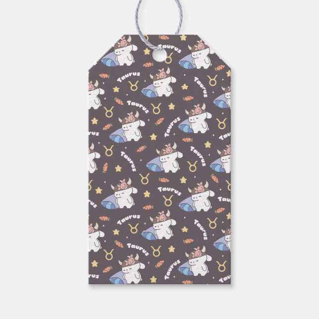 Étiquettes-cadeau Taurus Dreams - Sleepy Zodiac Bunny Motif (Devant)