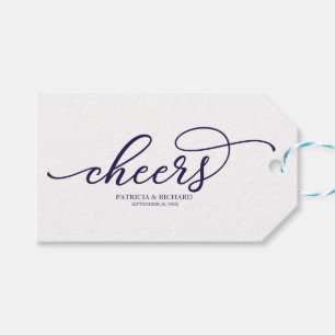 Étiquettes-cadeau Tchic Bleu Marine Script Cheers