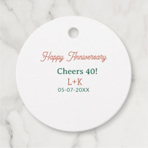 Étiquettes Cadeau Tchin 40 joyeux anniversaire orange vert nom date