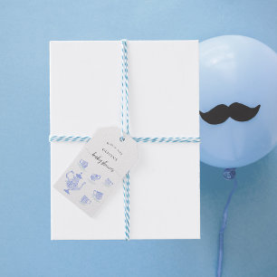 Étiquettes-cadeau Tea Party Blue China White Lace Boy Baby shower