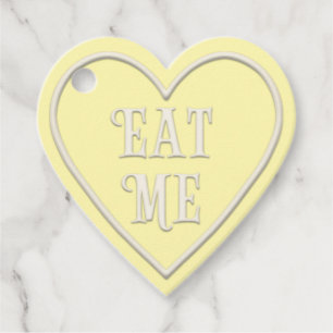 Étiquettes Cadeau Tea Party "Mange-moi" Coeur jaune Personnalisé