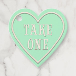 Étiquettes Cadeau Tea Party "Take One" Coeur vert Personnalisé