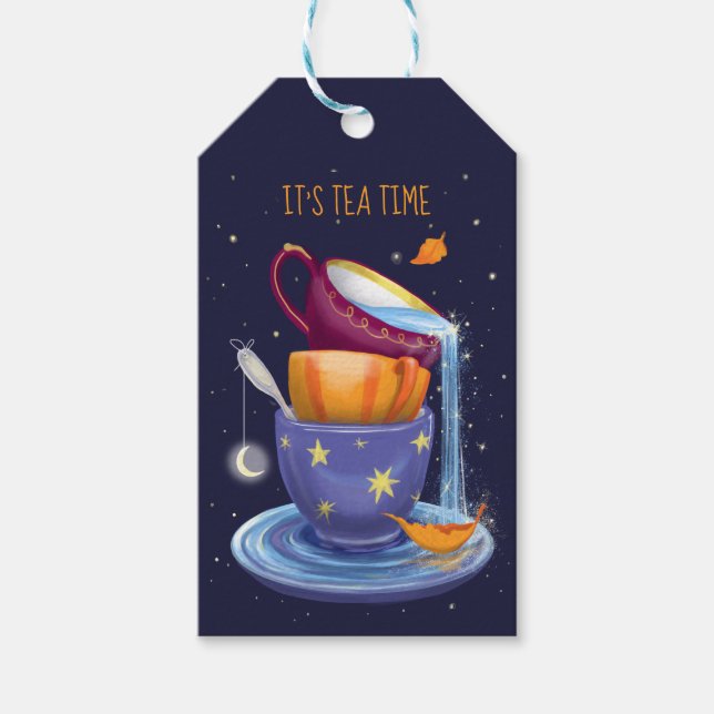 Étiquettes-cadeau Tea tasses Fall Whimsical Tea Party (Devant)