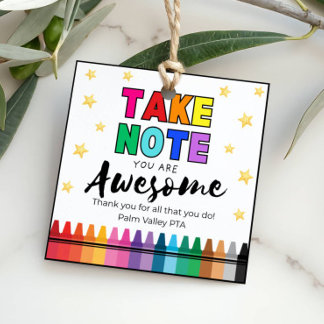 Étiquettes Cadeau Teacher Appreciation Gift Tag "Take Note"