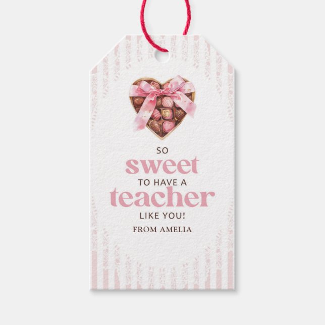 Étiquettes-cadeau Teacher Valentine Gift Tag Sweet Chocolate (Devant)