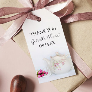 Étiquettes-cadeau Teapot et rose Roses Mariage Favor Tags