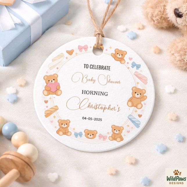 Étiquettes Cadeau Teddy Bear Baby Shower Boy | Cute Blue Bear (Teddy Bear Baby Shower Boy | Cute Blue Bear Favor Tags
)