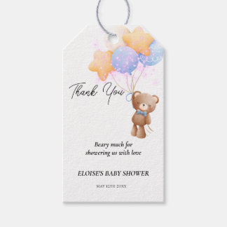 Étiquettes-cadeau Teddy Bear Balloon Bearly Wait Baby Shower