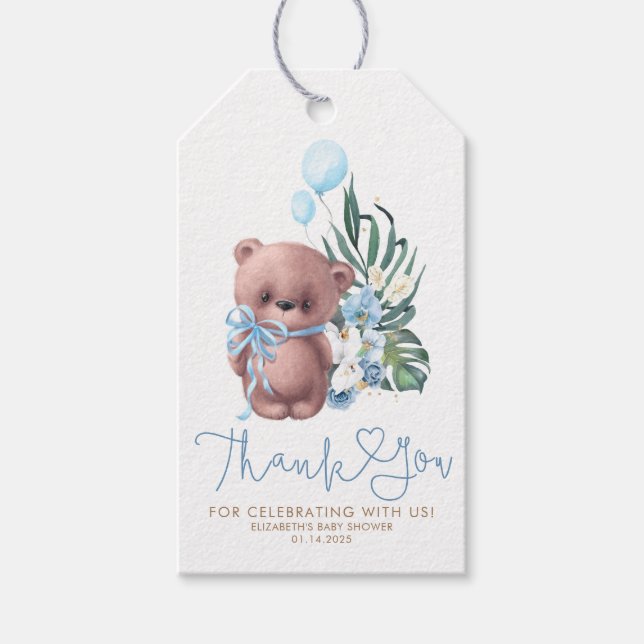 Étiquettes-cadeau Teddy Bear Cute Boho Baby shower Merci (Devant)