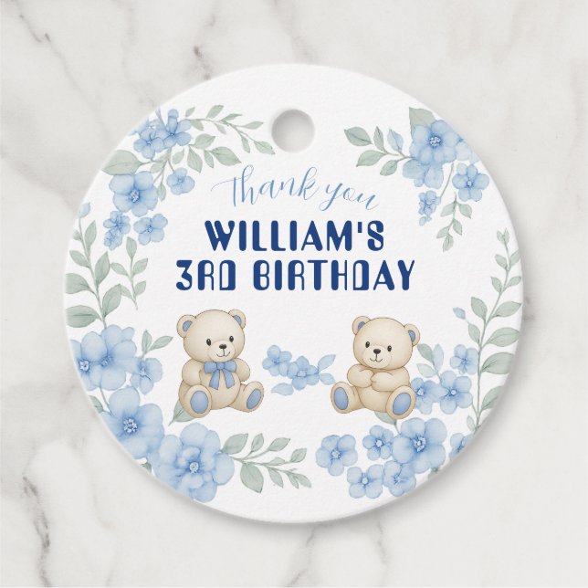 Étiquettes Cadeau Teddy Bear fête d'anniversaire (Devant)