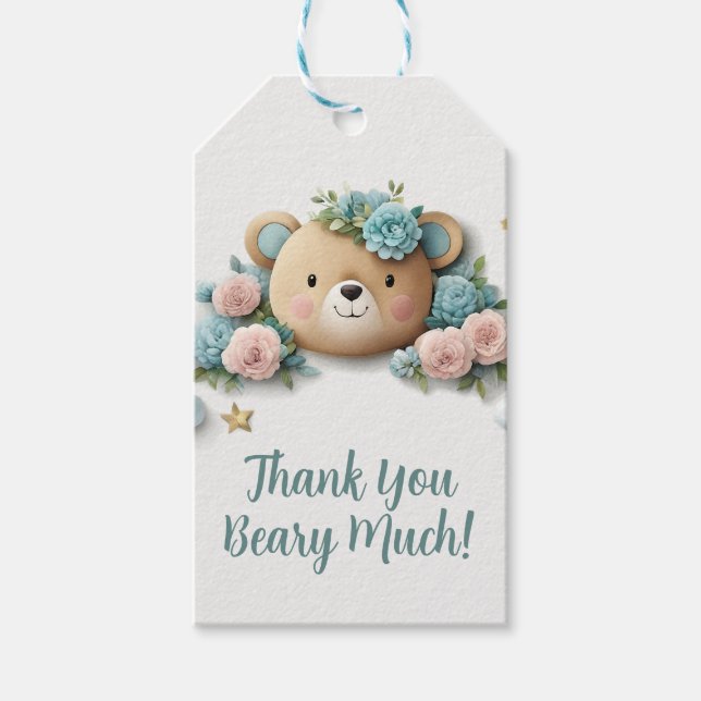 Étiquettes-cadeau Teddy Bear Floral (Devant)