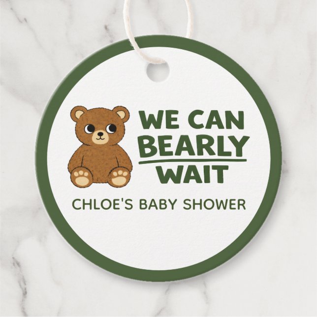 Étiquettes Cadeau Teddy Bear Gender Neutral Minimalist Baby Shower (Devant)