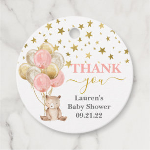 Étiquettes Cadeau Teddy Bear Girl Baby shower Favoriser Tags