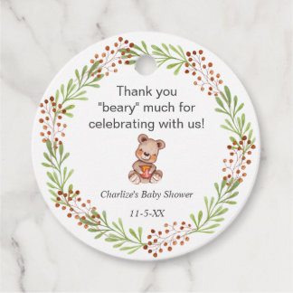 Étiquettes Cadeau Teddy Bear Honey Bee baby shower merci Favoriser T