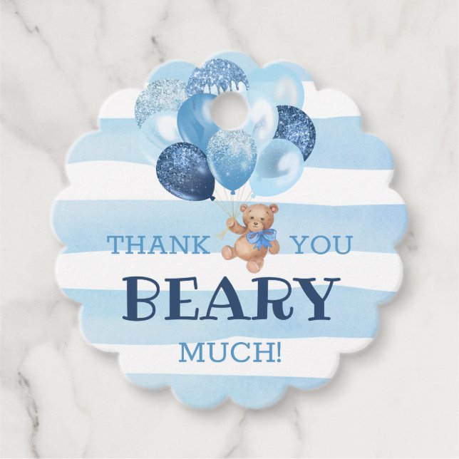 Étiquettes Cadeau Teddy Bear Merci Baby shower Faveurs Balises cadea (Devant)