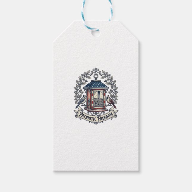Étiquettes-cadeau Tee-shirt graphique vectoriel de mangeoire à oisea (Devant)