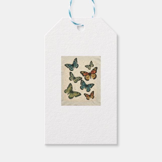 Étiquettes-cadeau Tee - shirts papillons avec un T artisanal (Devant)