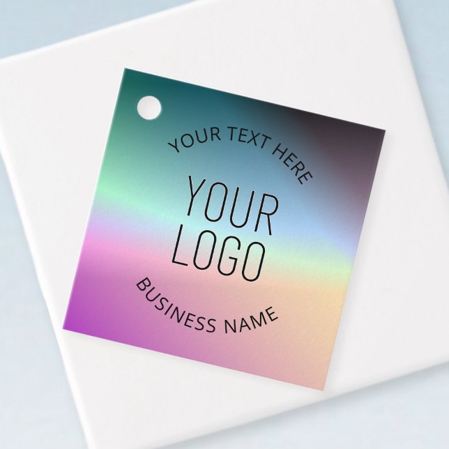 Étiquettes Cadeau Télécharger le logo | Couleurs de dégradé changean (Créateur téléchargé)