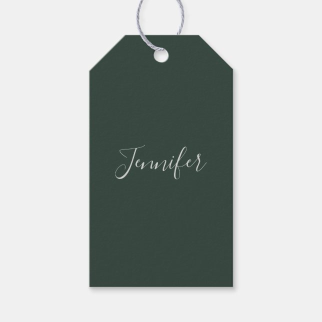 Étiquettes-cadeau Tendance Celtique Vert Grisâtre Moderne Ajouter Vo (Devant)