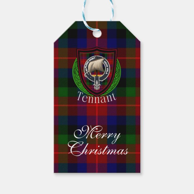 Étiquettes-cadeau Tennant Scottish Clan Tartan & Crest (Devant)