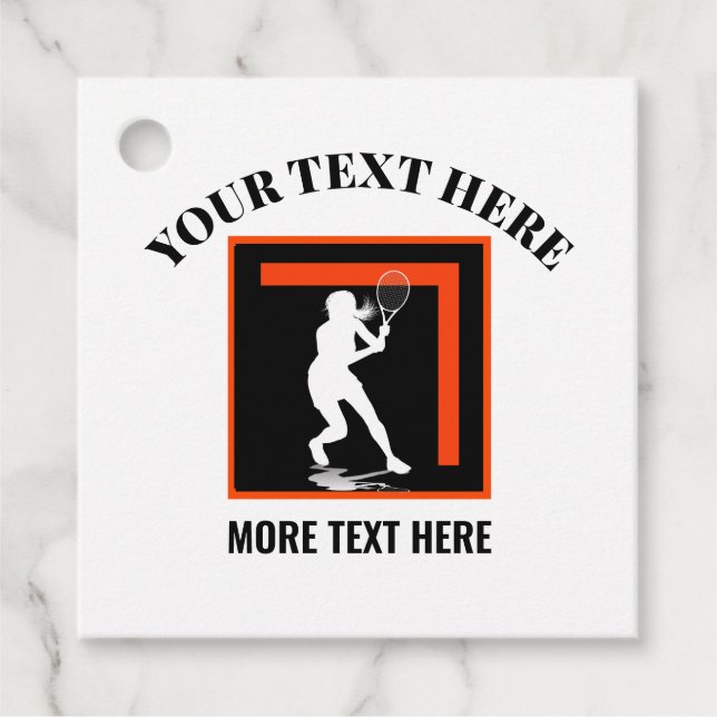 Étiquettes Cadeau Tennis Anniversaire, Tennis Girl Player (Devant)