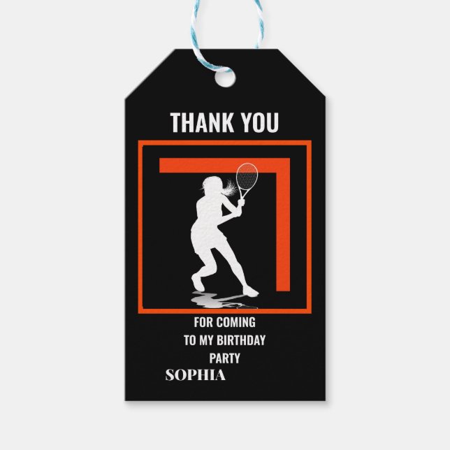 Étiquettes-cadeau Tennis Birthday, Tennis Girl Player  (Devant)