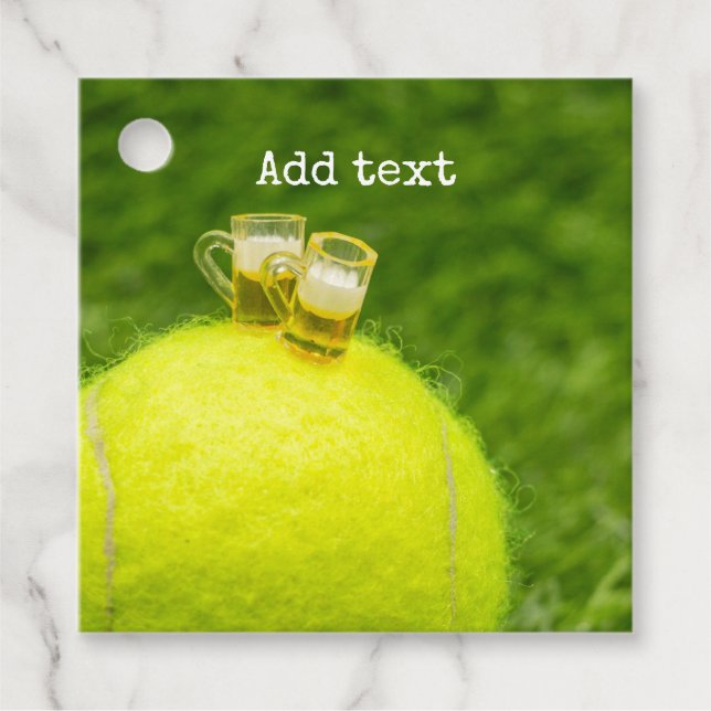 Étiquettes Cadeau Tennis Joyeux Anniversaire Tennis ball avec bière (Devant)
