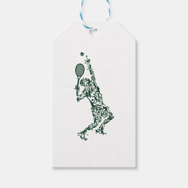 Étiquettes-cadeau Tennis T Shirt - Joueur Positionne des boules Rack (Devant)