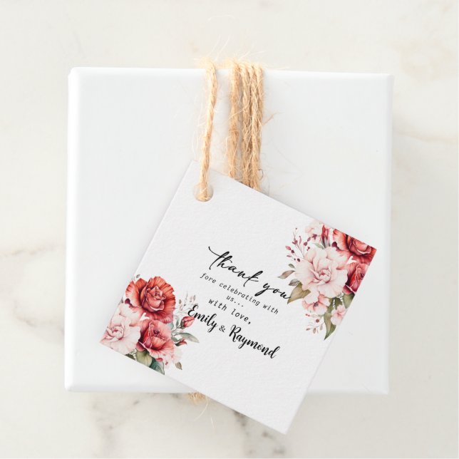 Étiquettes Cadeau Terracotta Burgundy Blush Floral Wedding  Favor  (En situation)